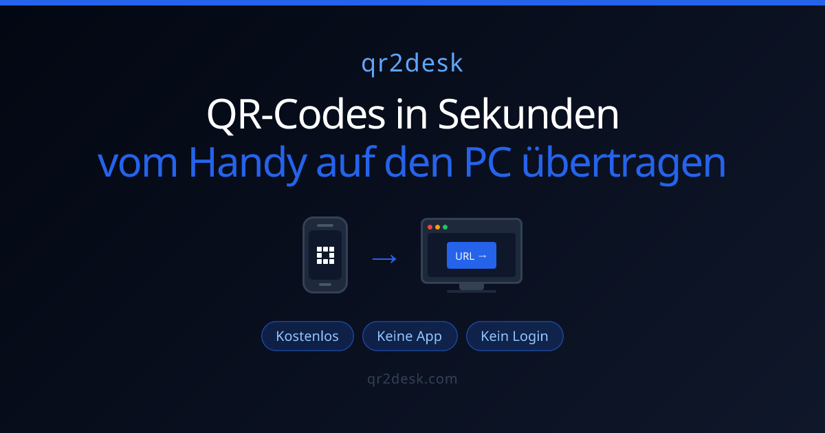 QR-Code auf PC übertragen — Vom Handy zum Desktop | qr2desk